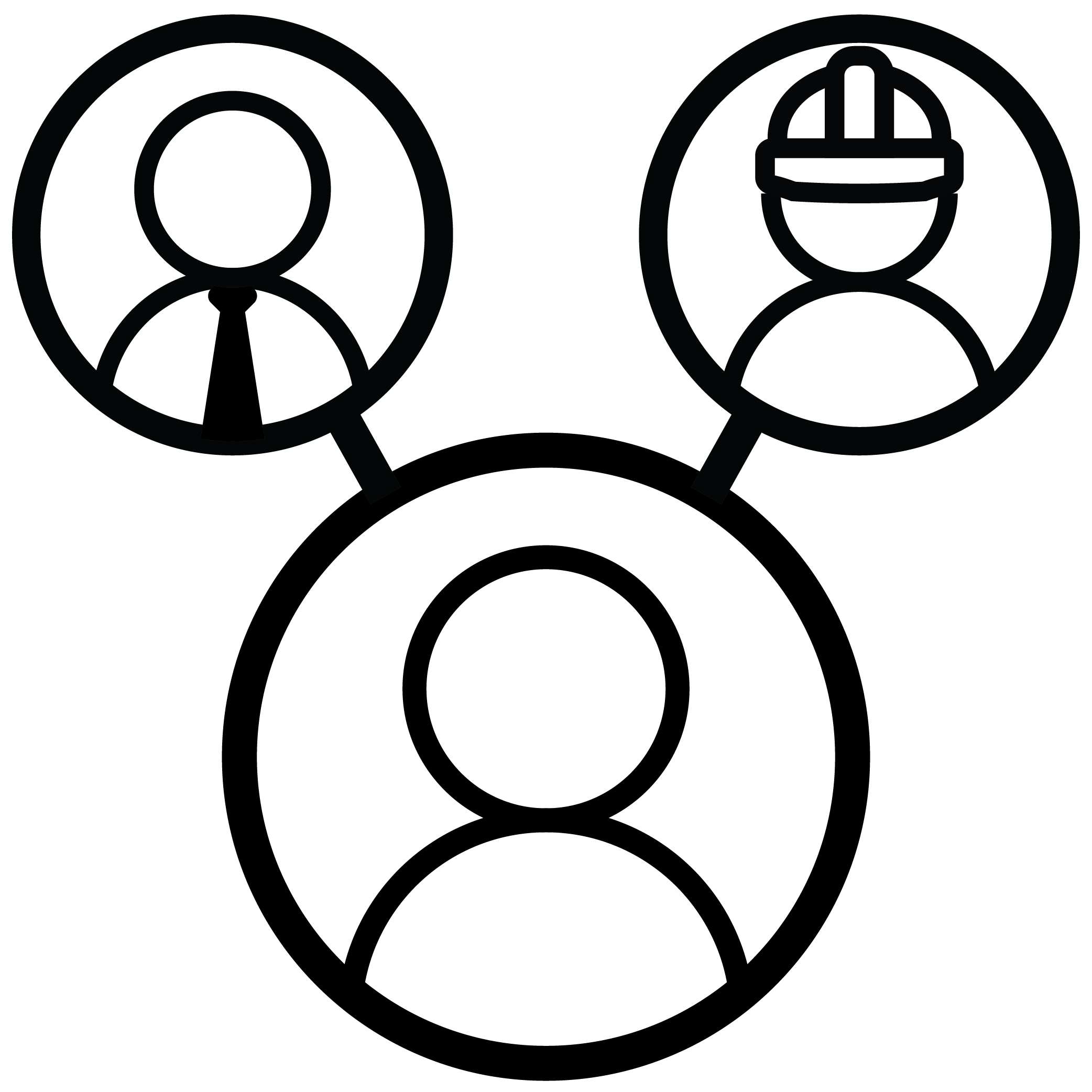 Representation of multiple role options connected to a central person